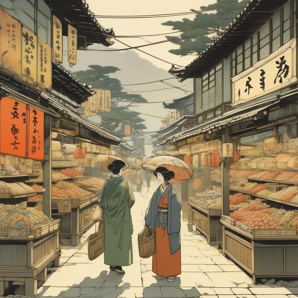 Market in Mukden – Hiroshi Yoshida