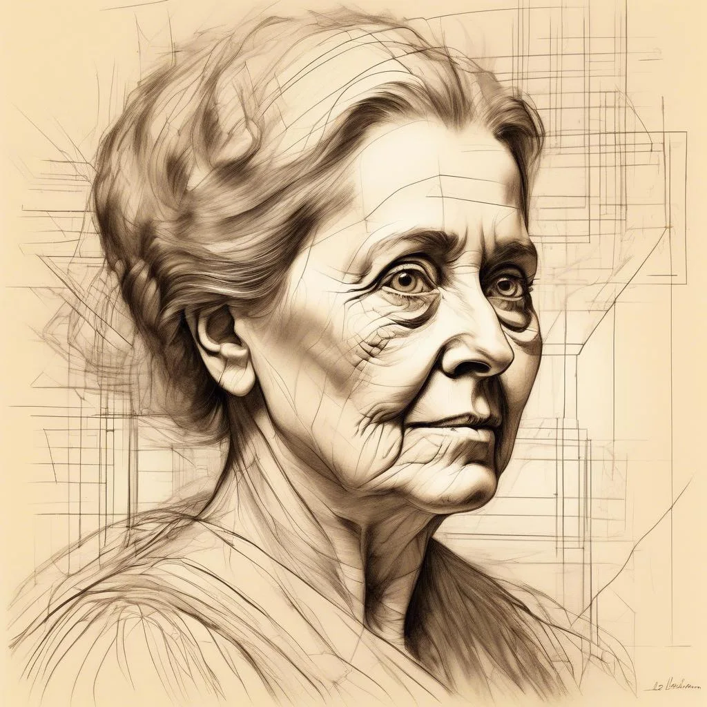 Sketch-Portrait of his Mother – Henri Lehmann